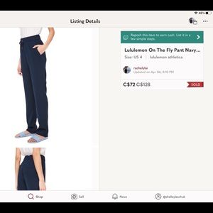 Lululemon On The Fly Pant Navy Blue Woven Sz 4